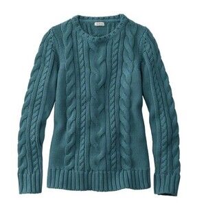 L.L. Bean Women's Teal Cable Knit Sweater